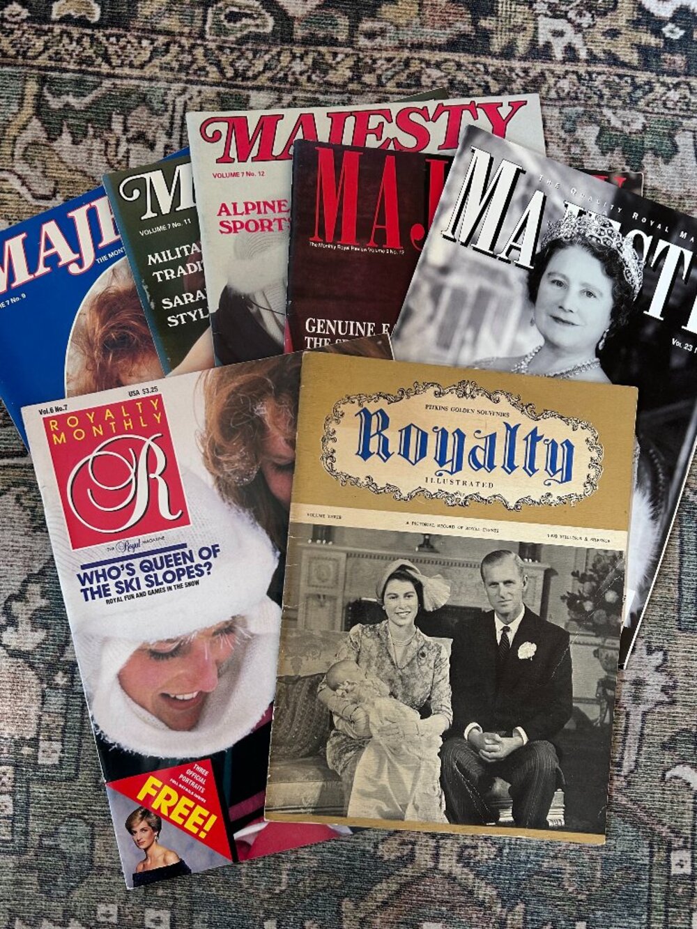 Lot of 7 Vintage British Royal Family Mags Includes Royalty Illustrated, Majesty